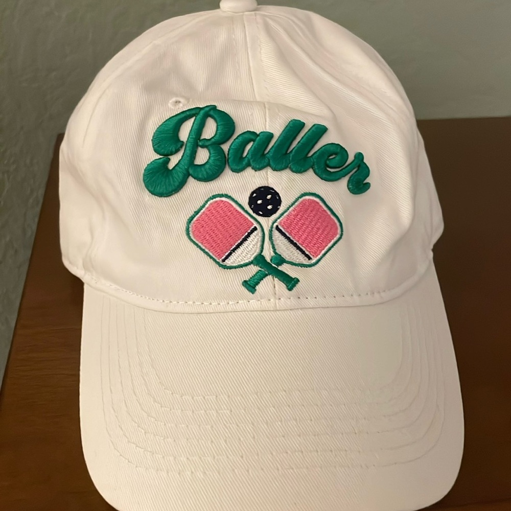 White Pickle Ball Hat - image 1